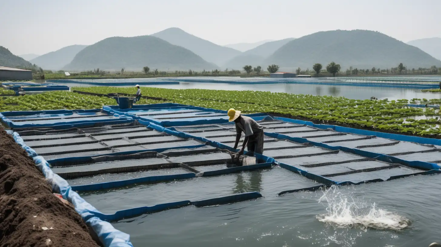 fish farm and worker