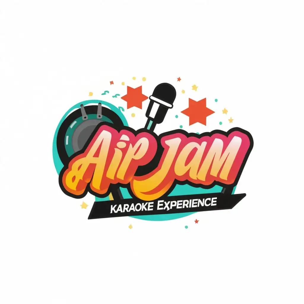 logo, Your Ultimate Karaoke Experience, with the text "AirJam", typography, be used in Entertainment industry