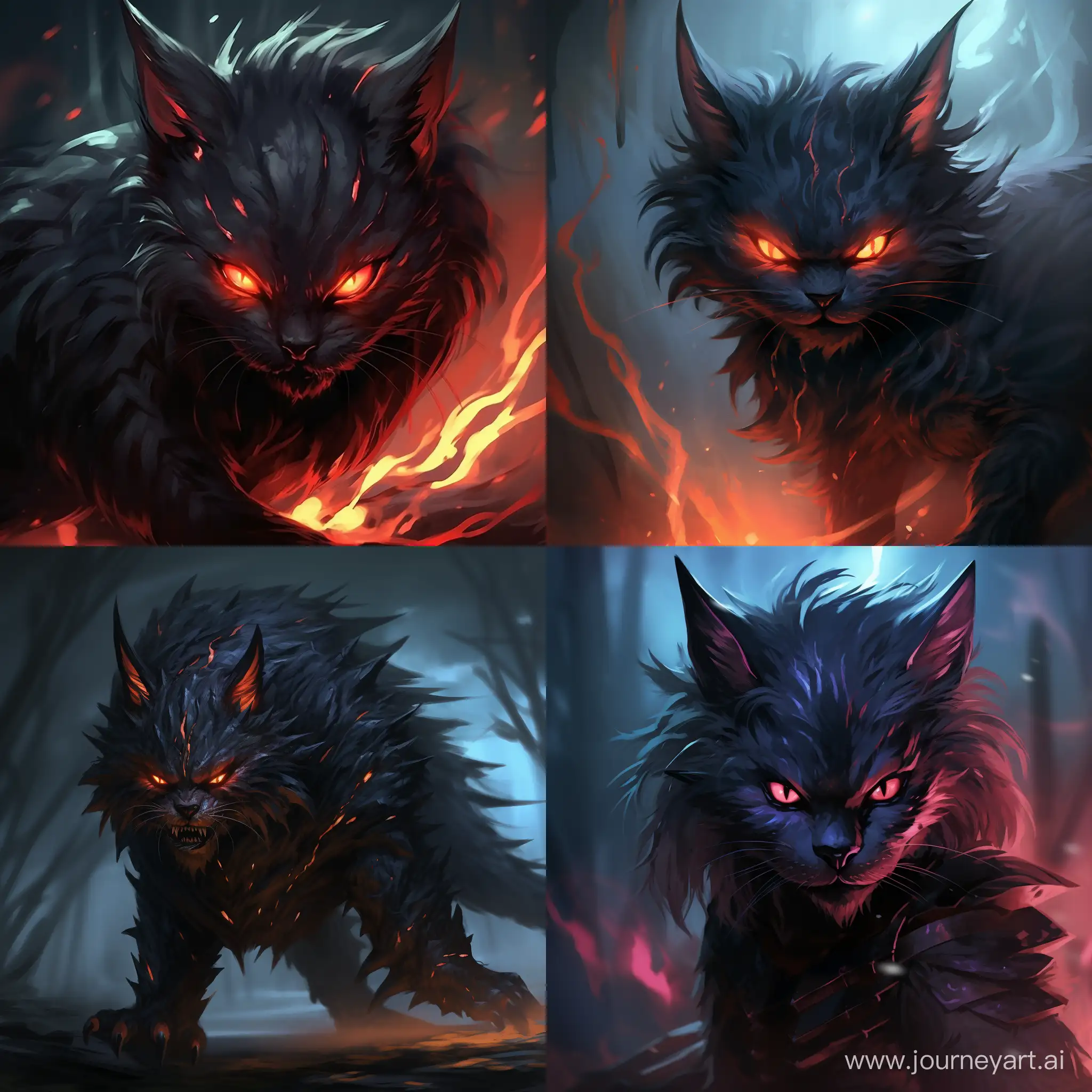 a picture of a black cat with glowing eyes, a character portrait by Todd Lockwood, featured on deviantart, fantasy art, 2d game art, deviantart, quantum wavetracing