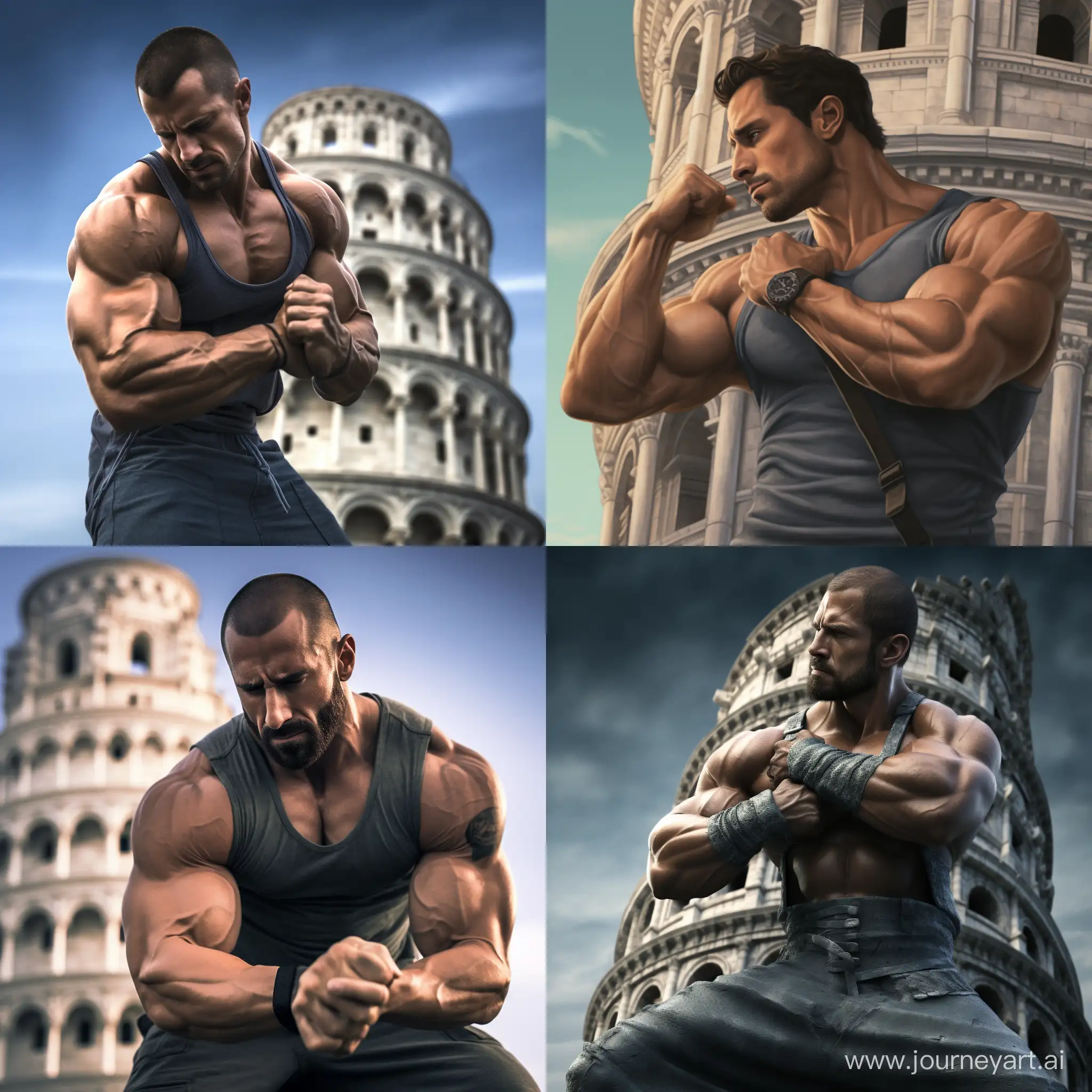 Muscular-Man-Preventing-Leaning-Tower-of-Pisa-Collapse