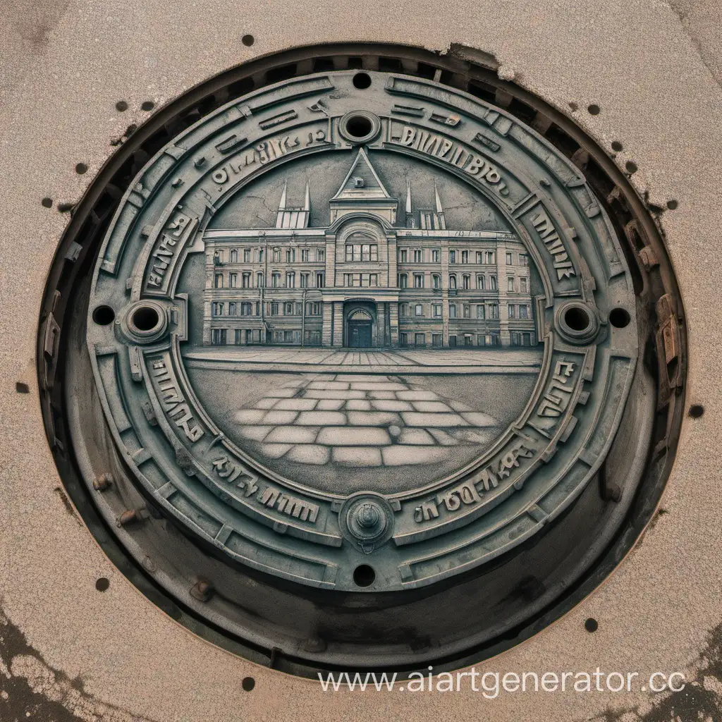 Landmark-View-through-Novosibirsk-Sewer-Manhole