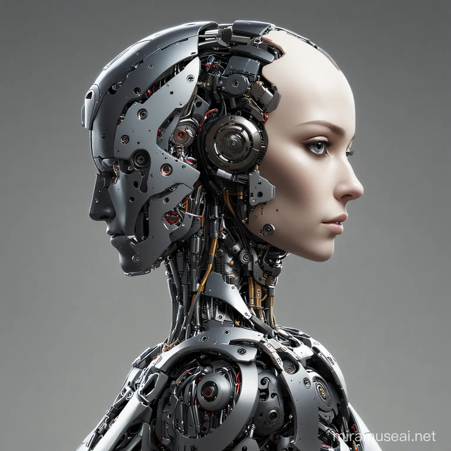 Futuristic Fusion Half Robot Half Human Persona