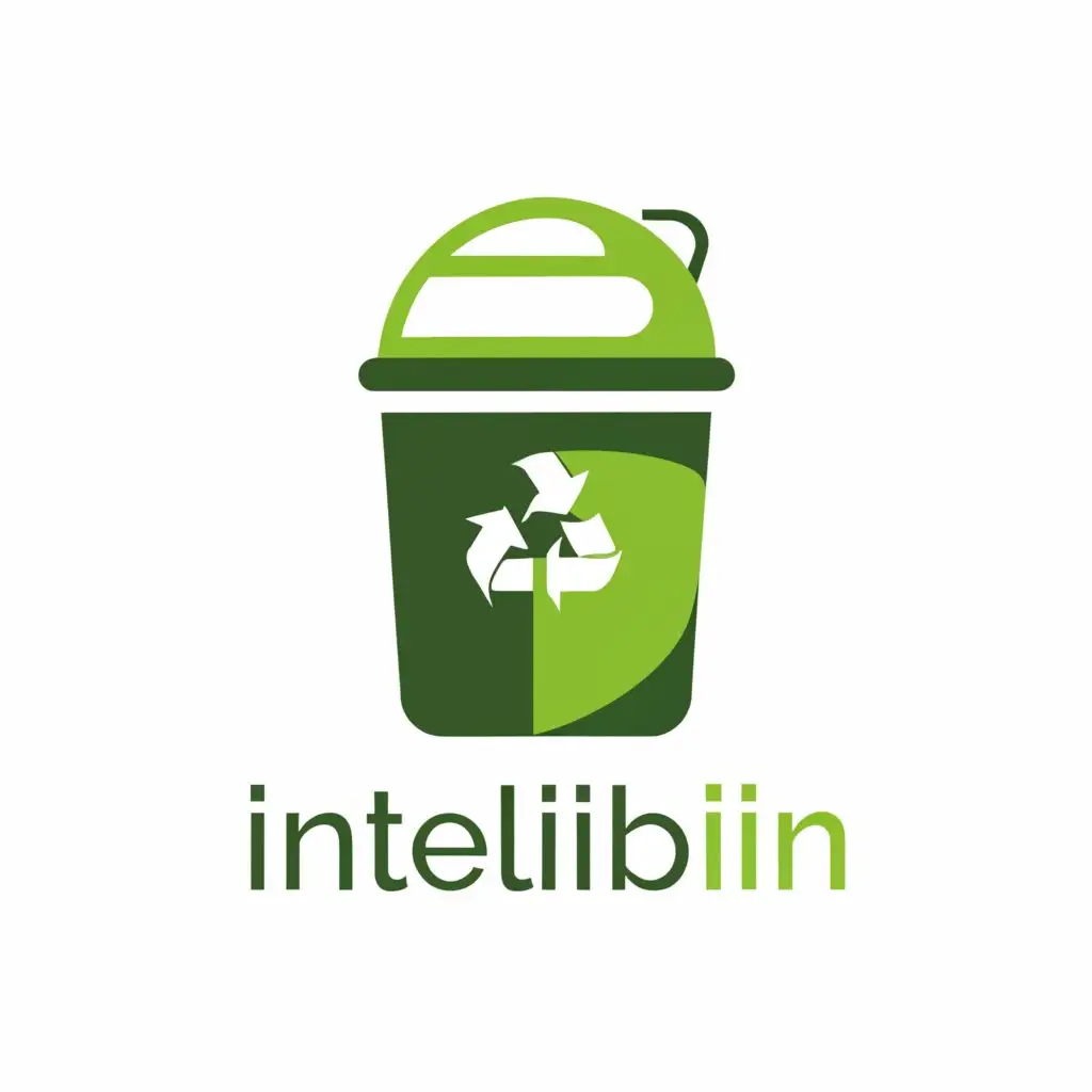 a logo design,with the text "IntelliBin", main symbol:Trash Bin, Eco, green,Moderate,clear background