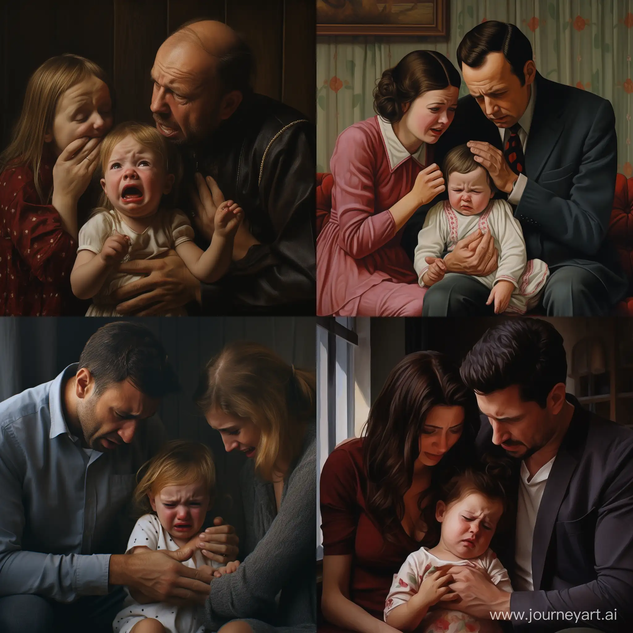 Picture an aunt and uncle trying to comfort their crying baby niece