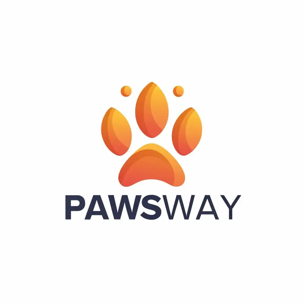 a logo design,with the text "PawsWay", main symbol:Where Every Paw Finds its Way,Minimalistic,be used in Animals Pets industry,clear background