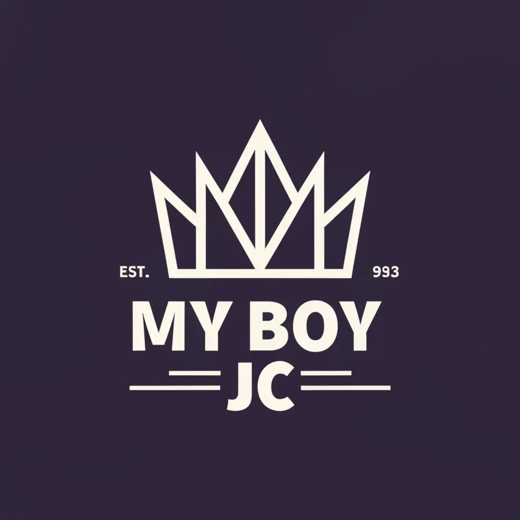a logo design,with the text "MY BOY JC", main symbol:camp crown with 7 spikes, cross on top of crown in center,Minimalistic,be used in Religious industry,clear background