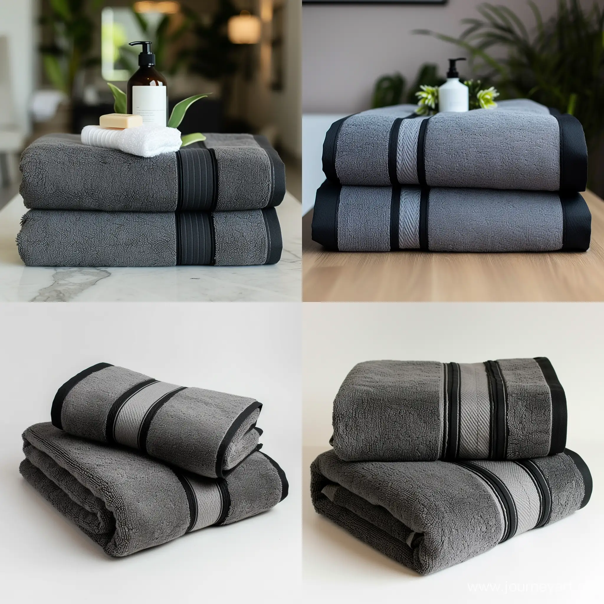 Luxurious-Dark-Gray-and-Black-Border-Bath-Towels-Gift-Set-for-Stylish-Apartments