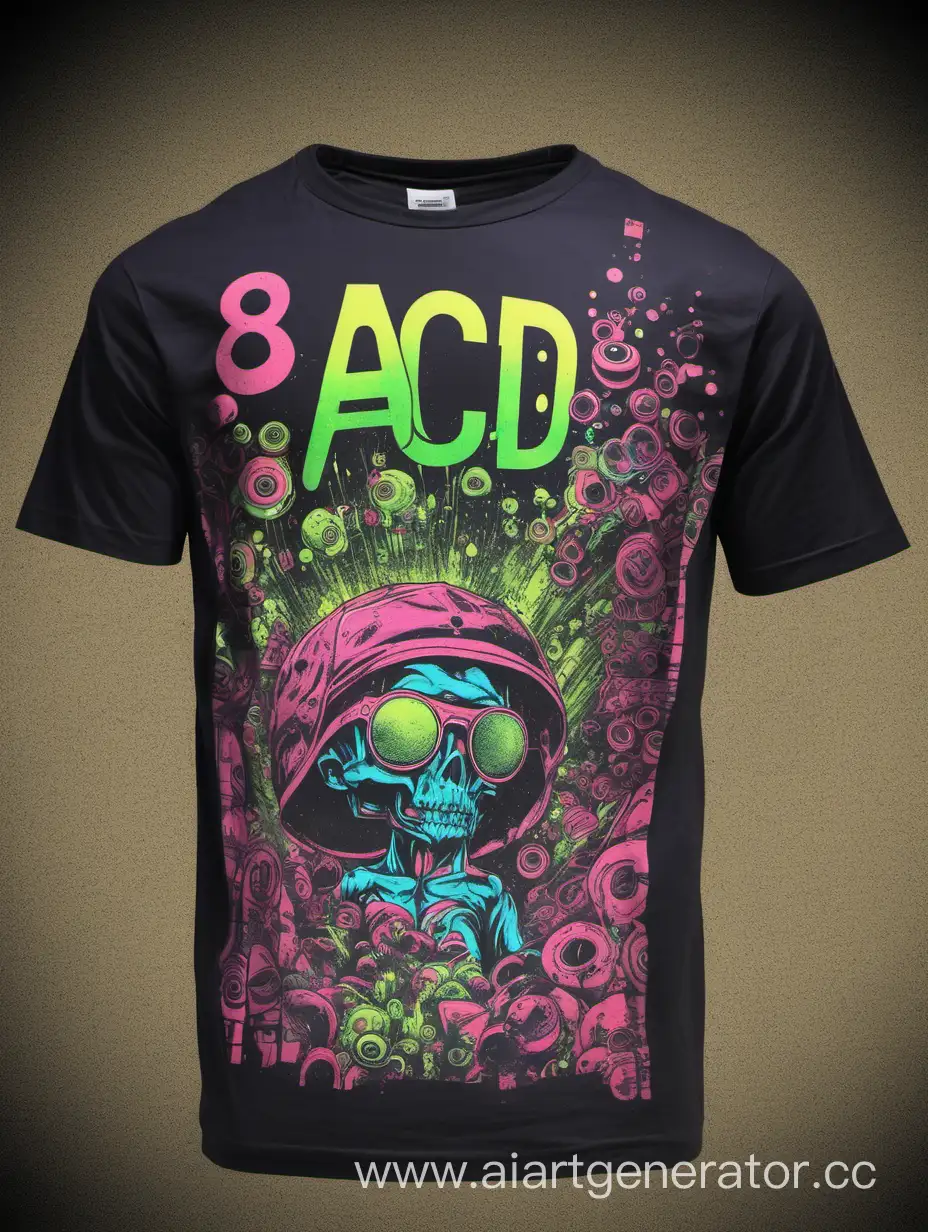 T-shirt with an acid print in the style of 80