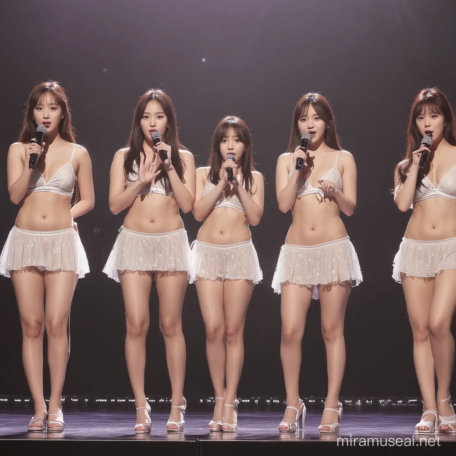 8 young Korean singers girls in concert live, everyone naked