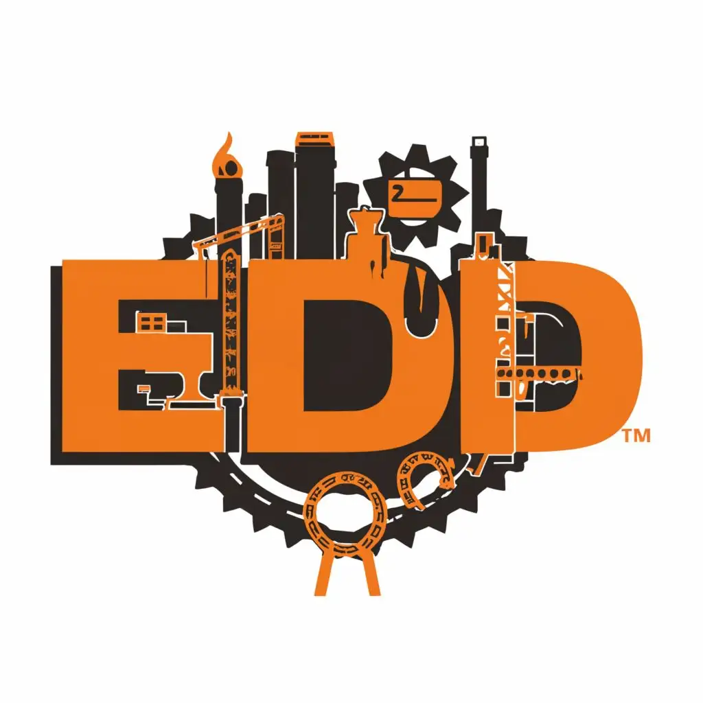 LOGO-Design-for-EDD-Orange-and-Black-Theme-with-Oil-Refinery-Construction-and-Gears-Symbolism-for-Events-Industry