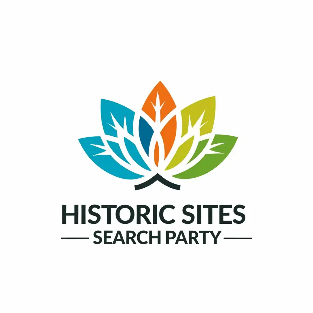 a logo design,with the text "Historic Sites Search Party", main symbol:leaves,Moderate,clear background