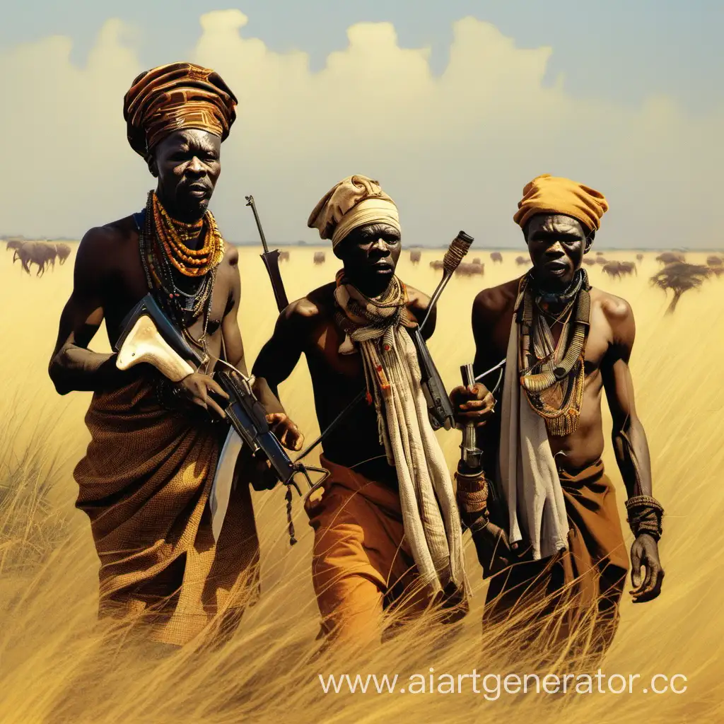 африканские разбойники в саванне