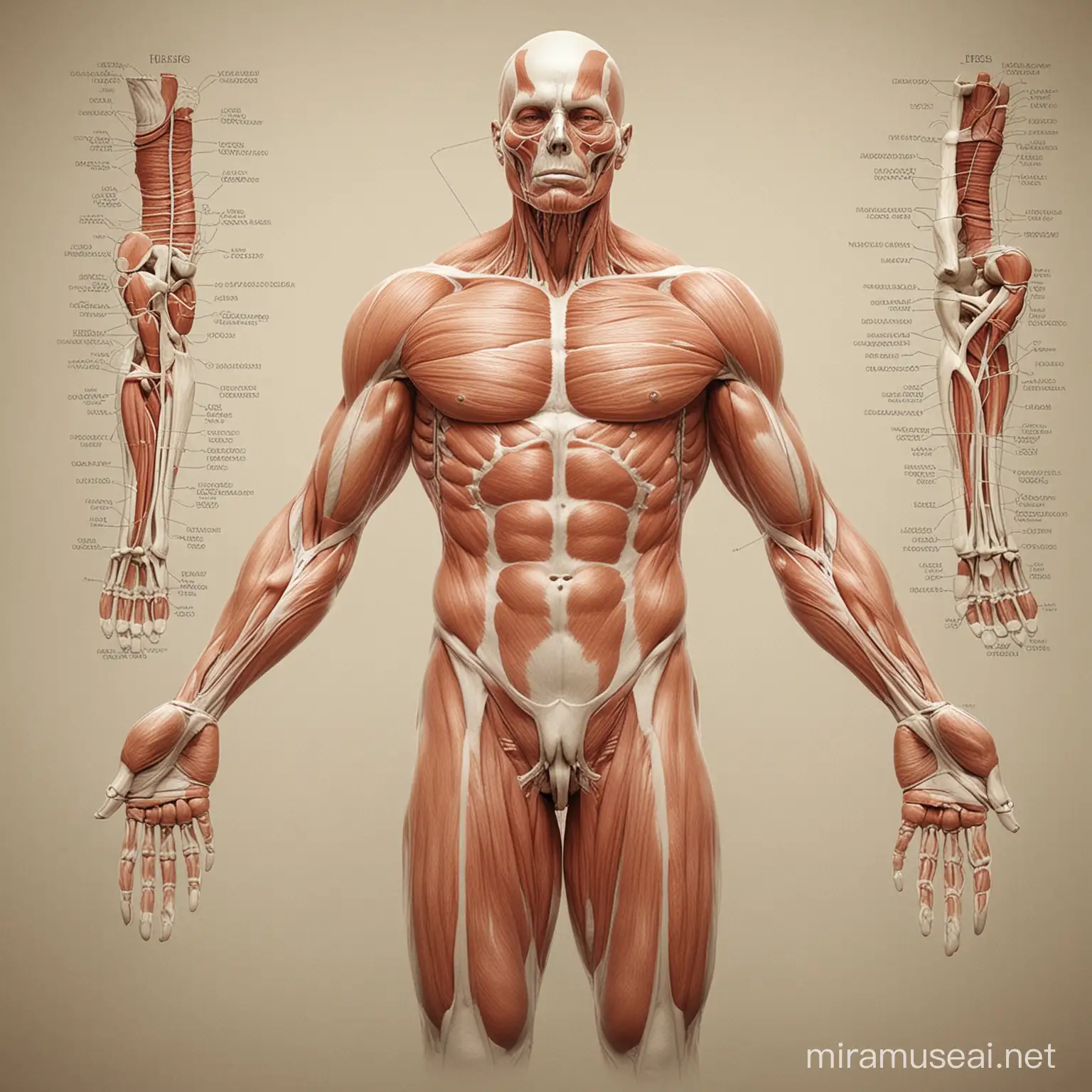 Detailed Illustration of Human Muscles and Tissues