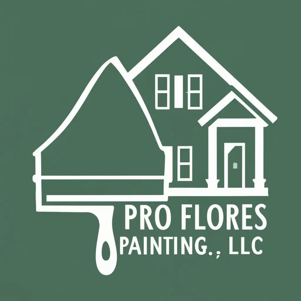 LOGO-Design-For-Pro-Flores-Painting-LLC-House-and-Paint-Brush-Fusion-with-Elegant-Typography