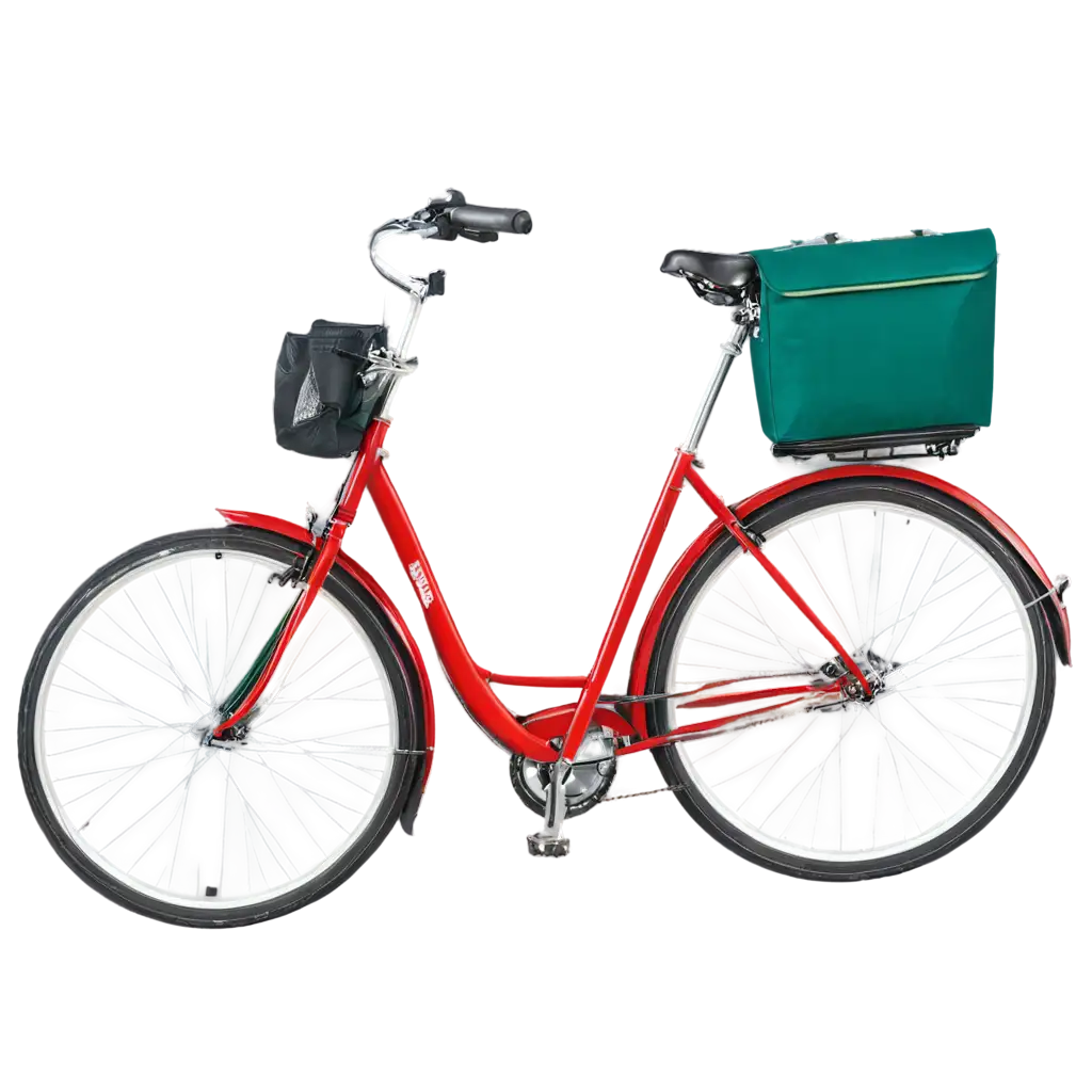 Vibrant-Red-Bicycle-with-Green-Pannier-PNG-Image-for-HighQuality-Visuals