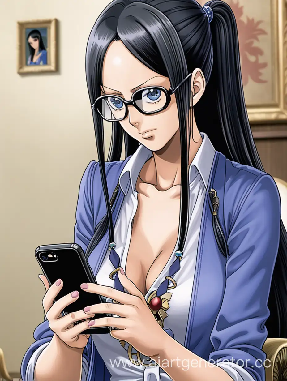 Nico-Robin-Engaged-with-Smartphone-Technology