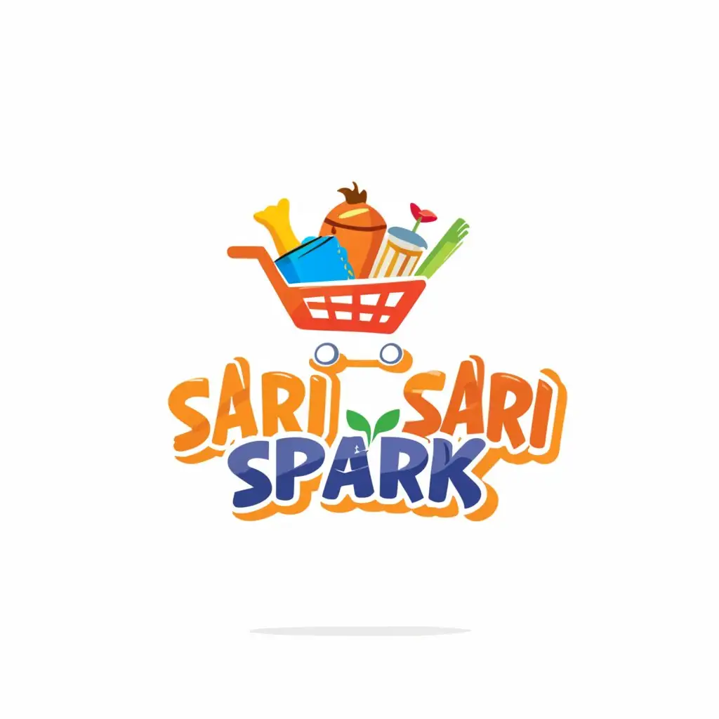 LOGO-Design-for-SariSari-Spark-Vibrant-Typography-with-Grocery-Basket-Emblem