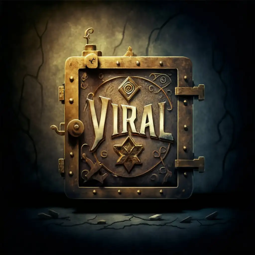 a logo design,with the text "Viral", main symbol:safe with door slightly open with light shining out of it, very realistic,complex,clear background
