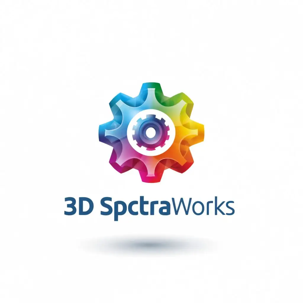 a logo design, with the text '3D Spectraworks', main symbol: cog rainbow, Moderate, be used in Retail industry, clear background