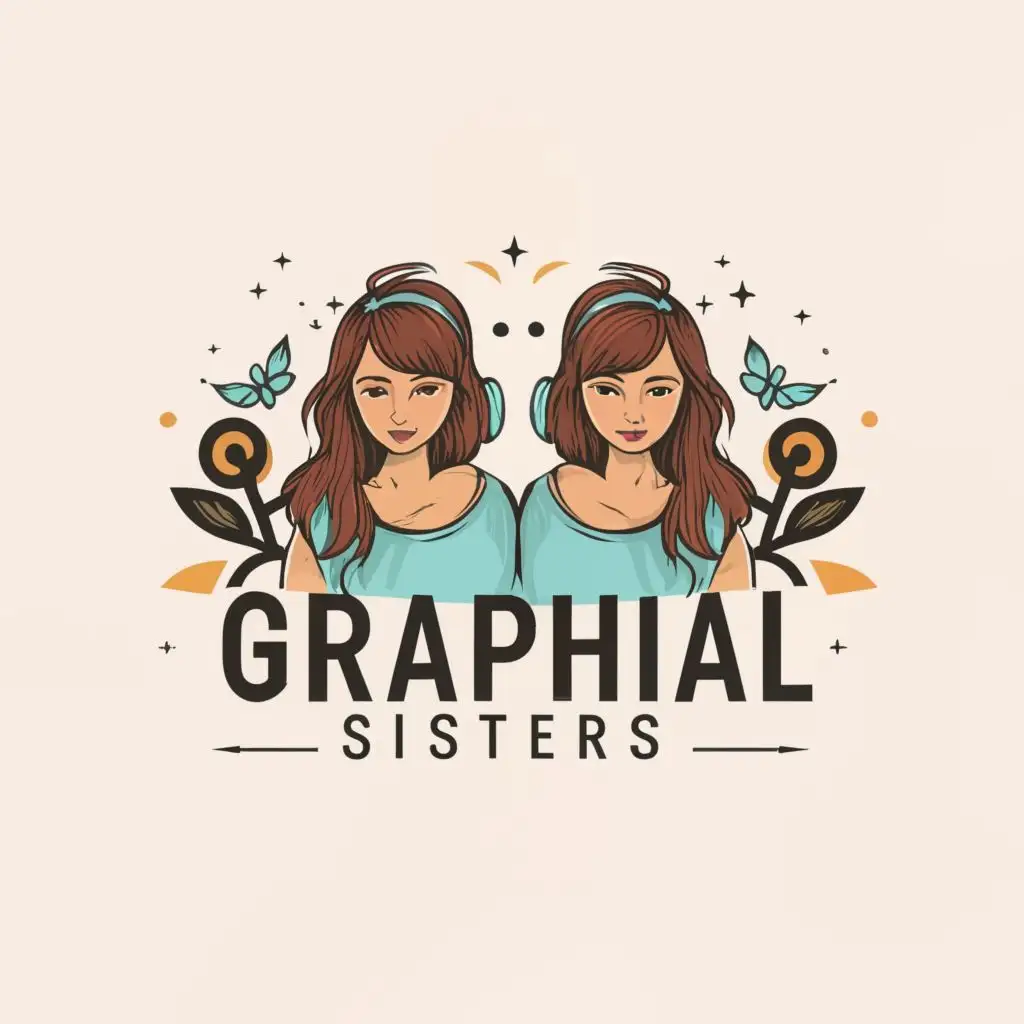 logo, Girls, with the text "Graphical sisters", typography, be used in Technology industry