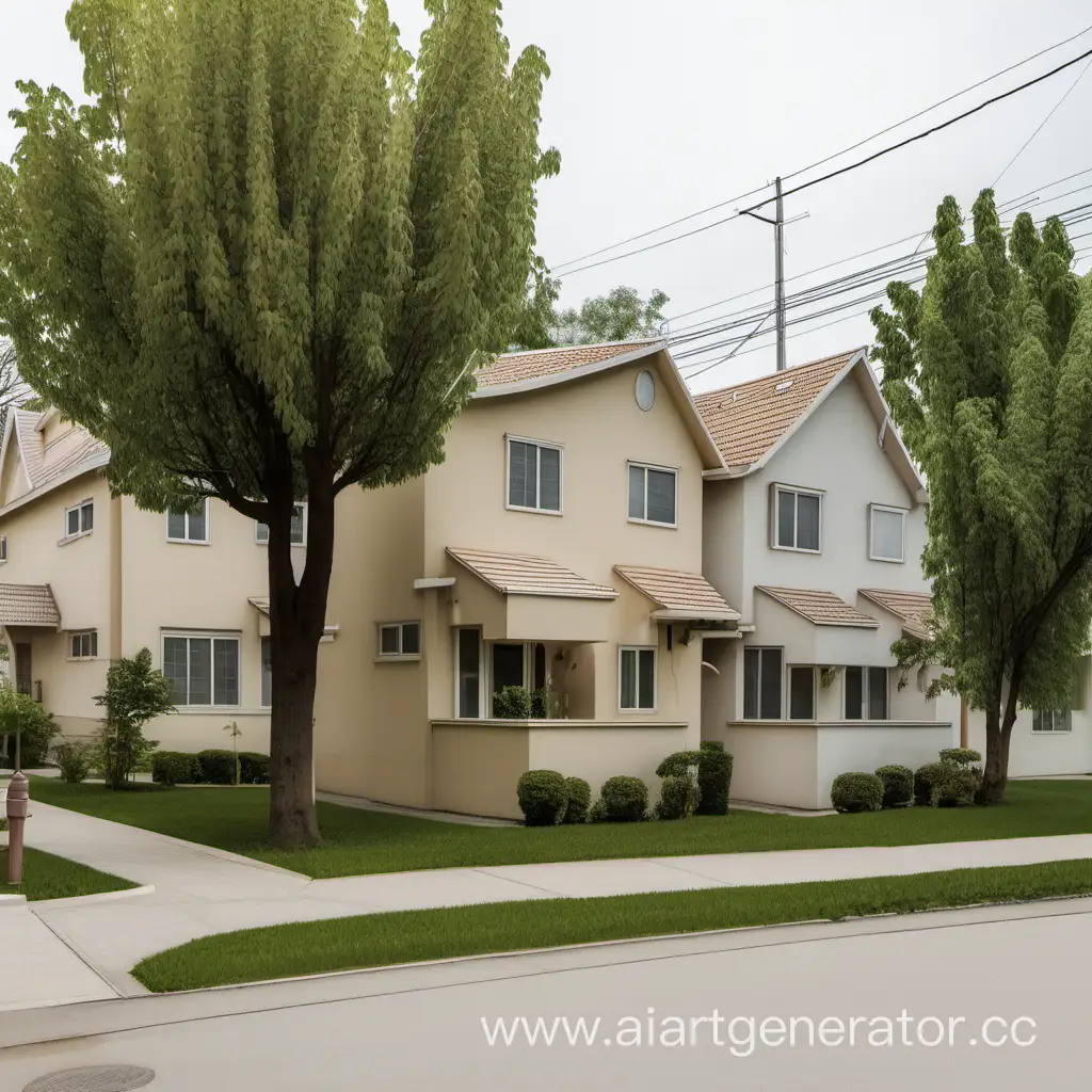 TwoStory-Beige-Houses-by-the-Road-with-TreeLined-Sidewalk