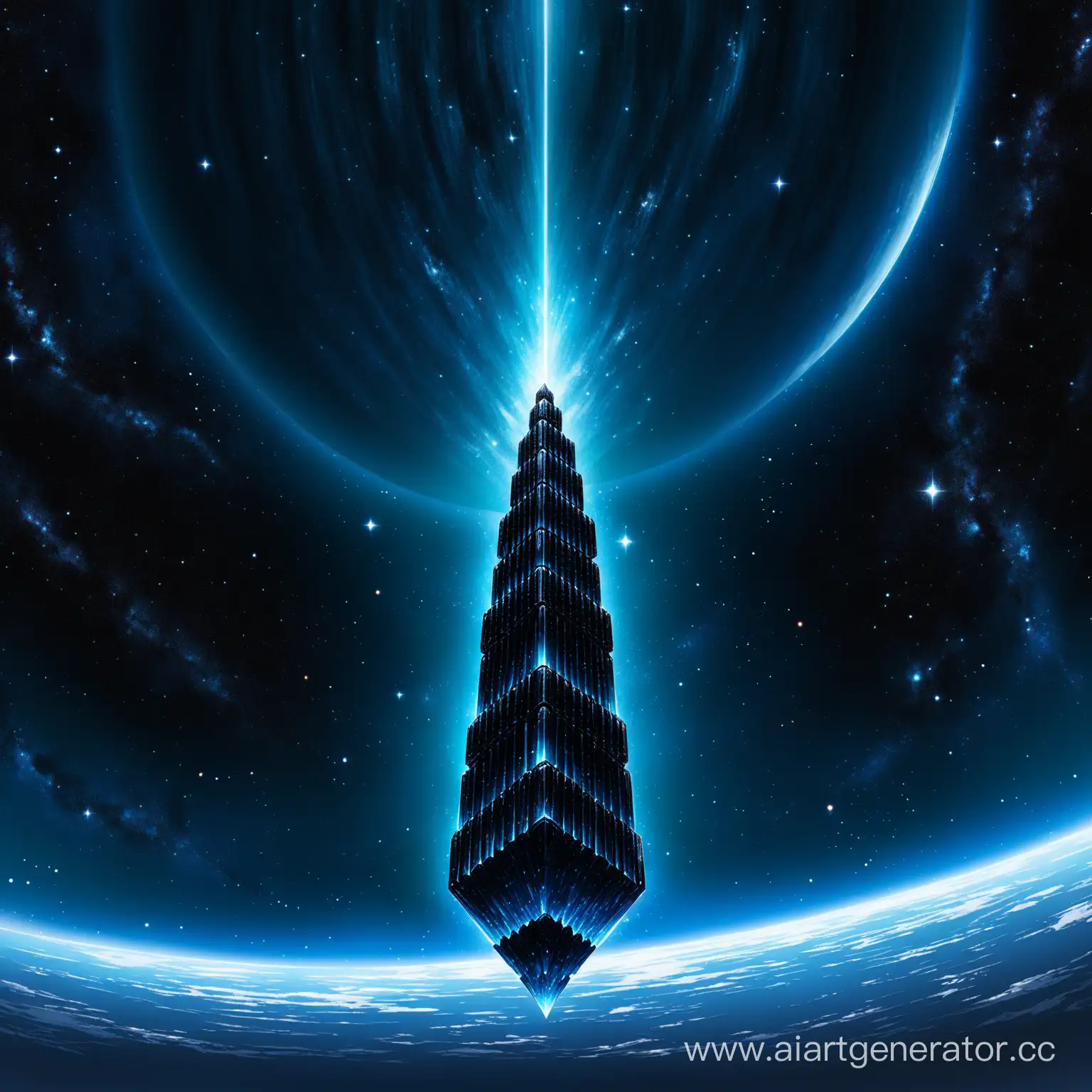 Endless-Obsidian-Tower-Floating-in-Space