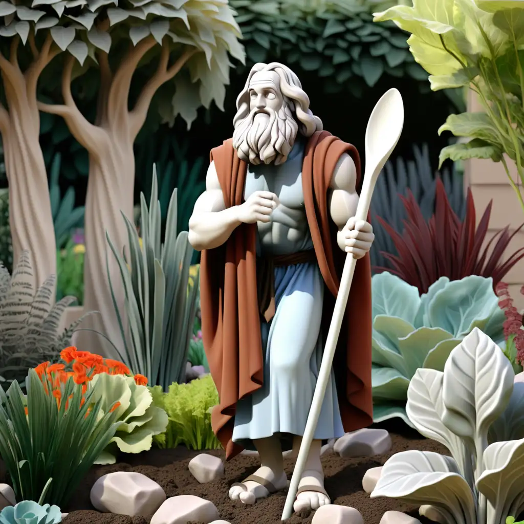 Moses Enjoying Tranquility in a Lush Garden Setting