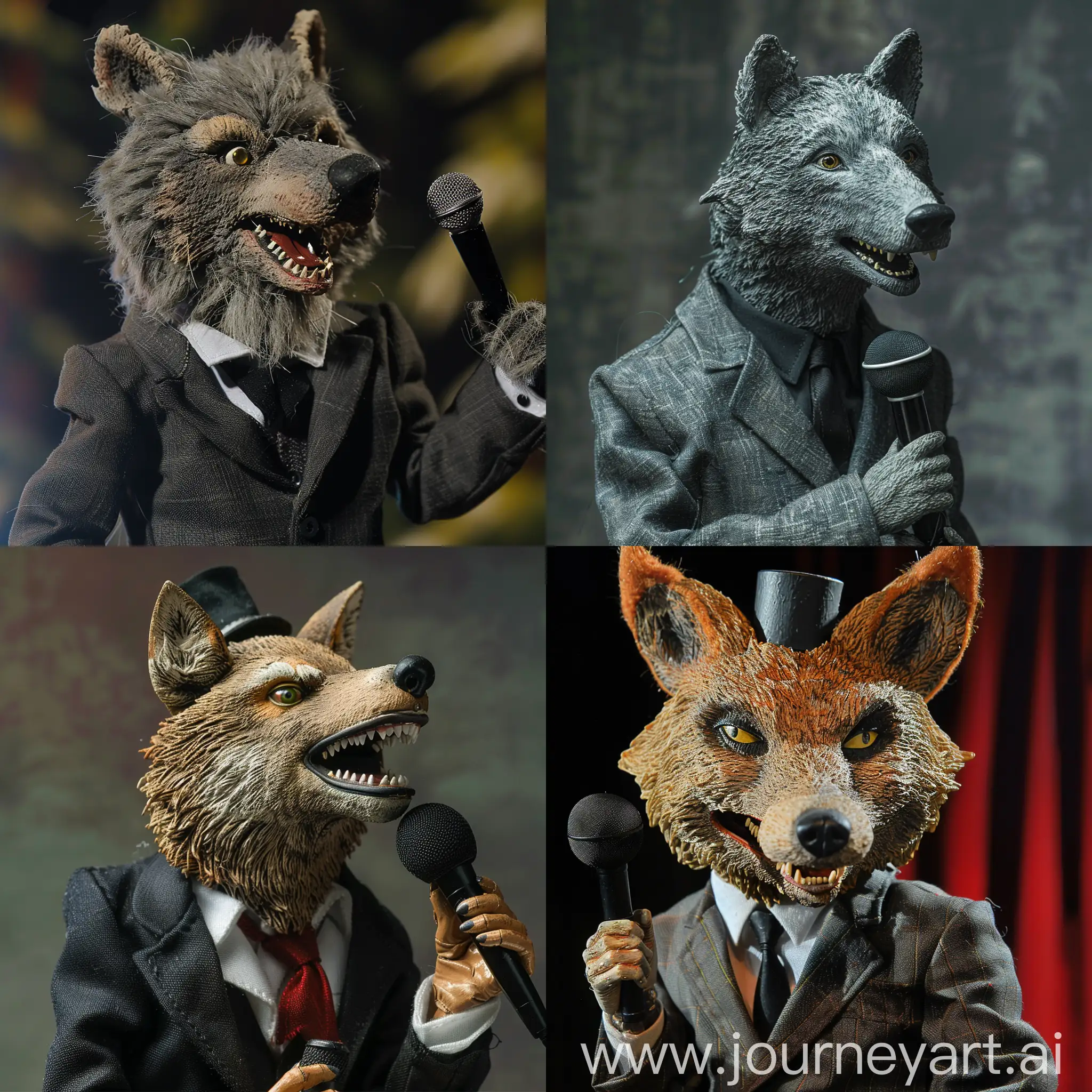 Realistic-Wolf-Animatronic-Magician-with-Microphone