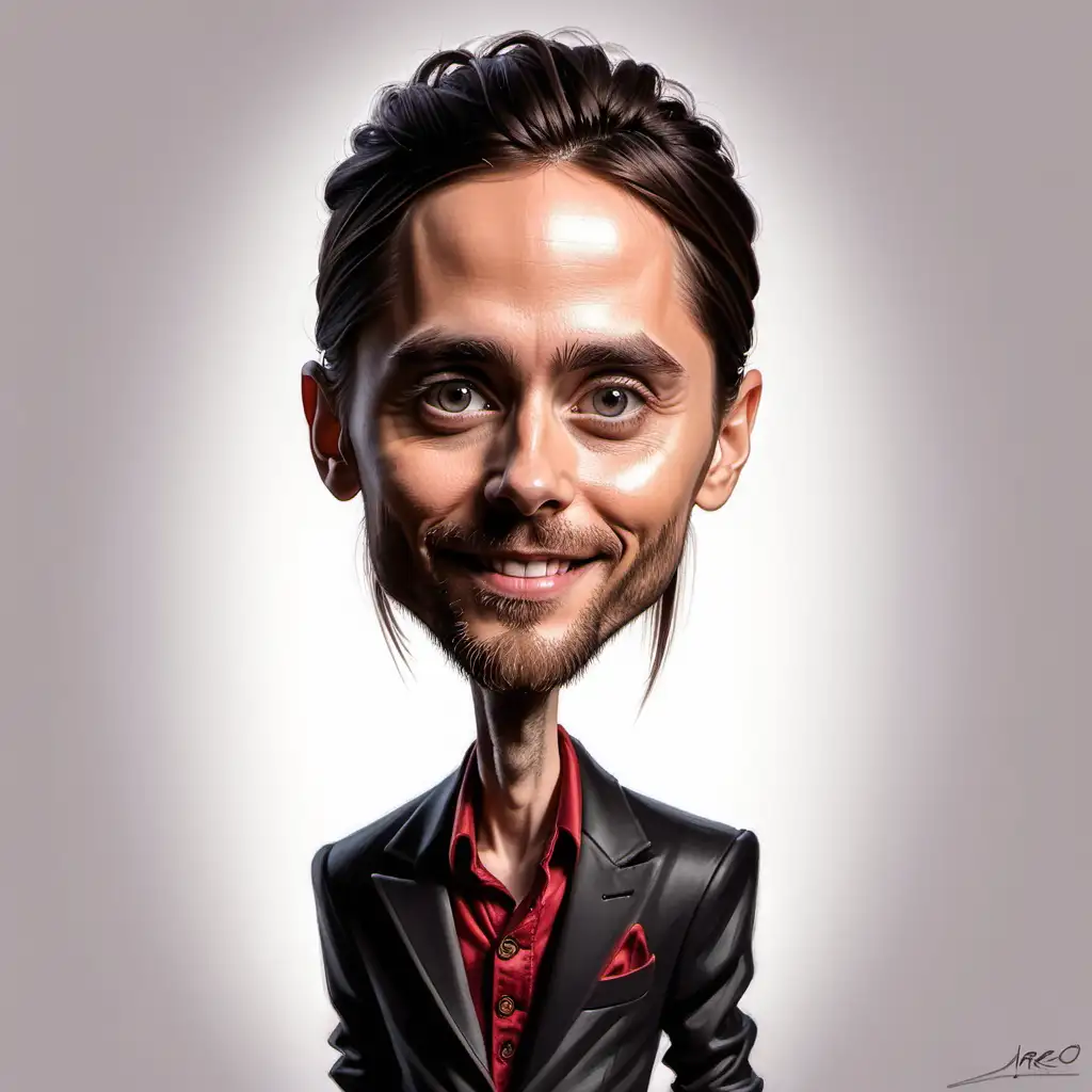 Caricature Portrait of Jared Leto with Exaggerated Features