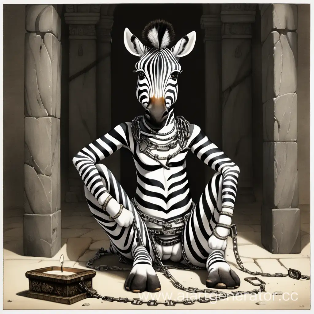 Captivating-Image-of-a-Young-Zebra-Boy-Chained-to-an-Altar