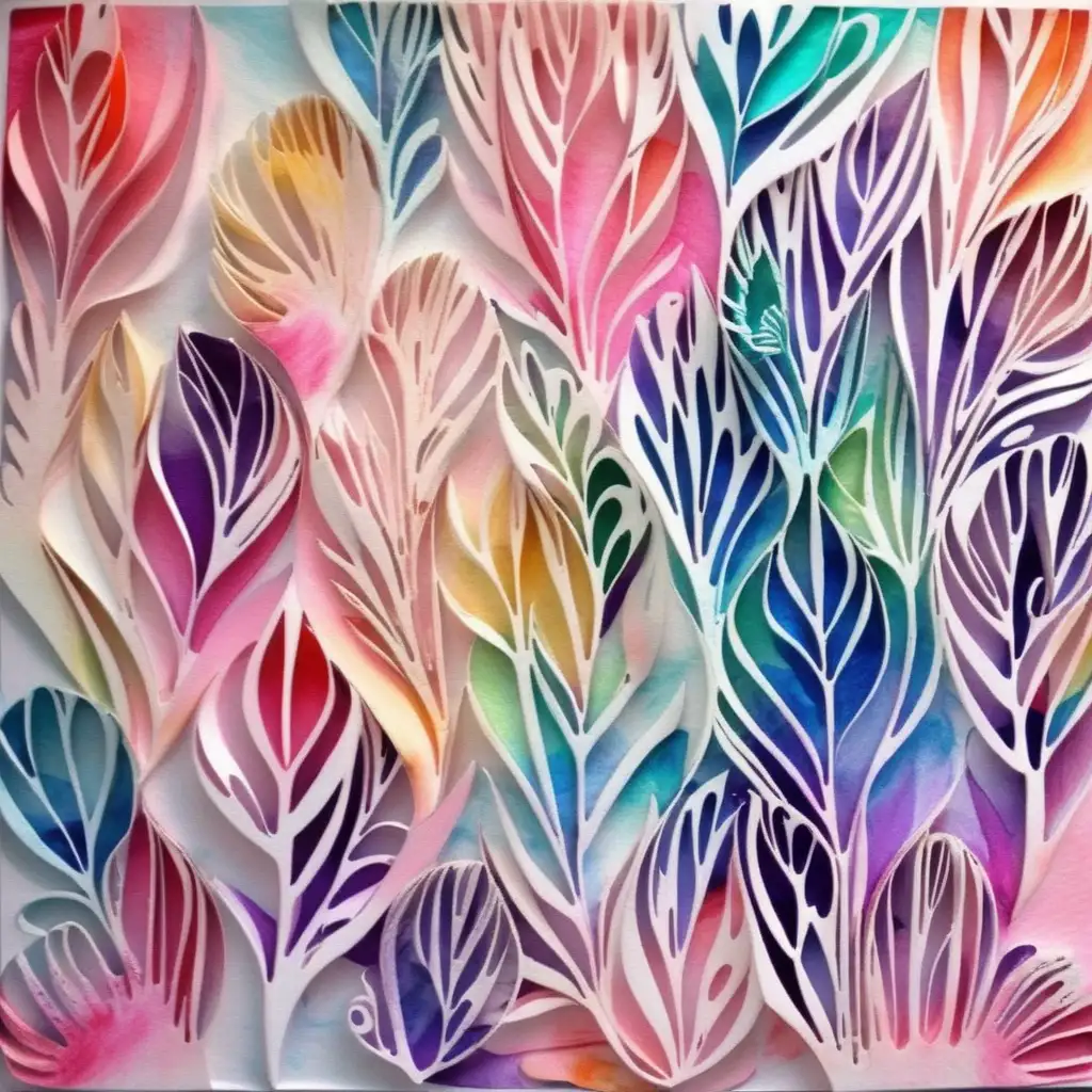 Creative Art Paper Cutting with Nail Polish and Watercolor