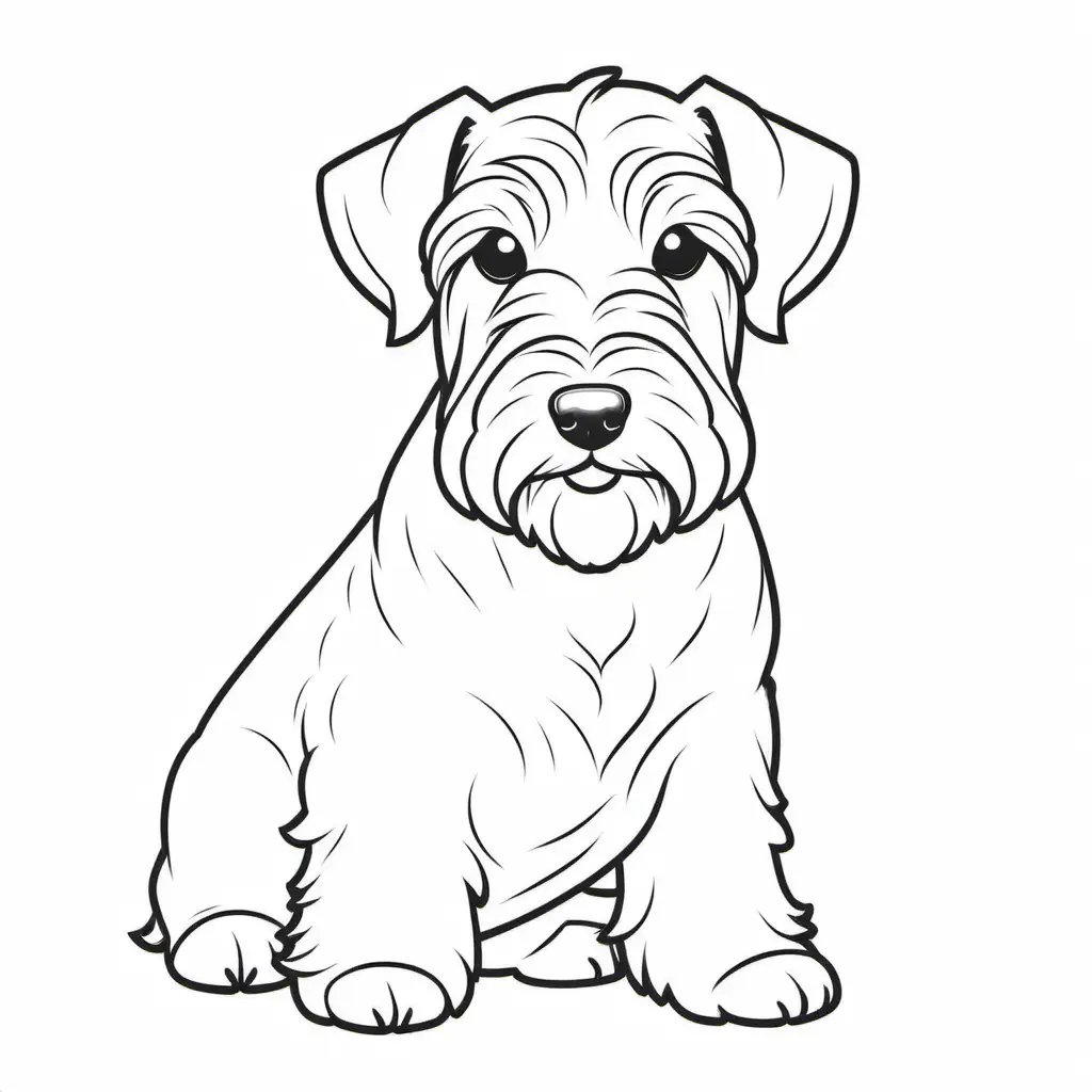 simple cute Sealyham Terriers Dog
coloring page 
line art
black and white
white background
no shadow or highlights