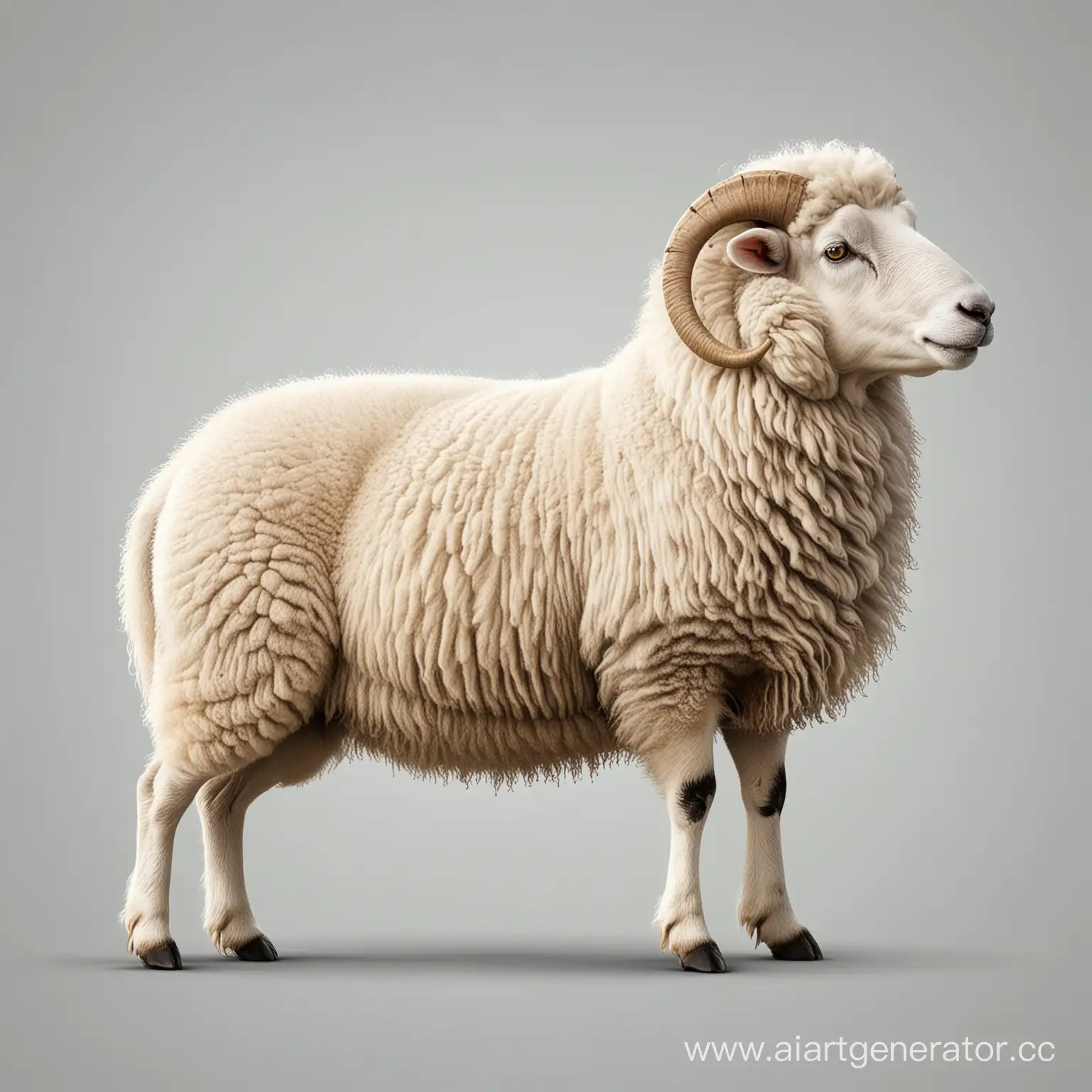 Vector-Illustration-of-Side-View-Sheep-on-White-Background