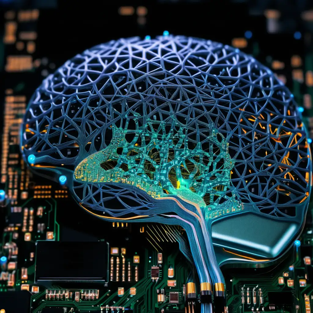 Futuristic Neural Network Brain Interface Integrating AI into the Digital Cosmos
