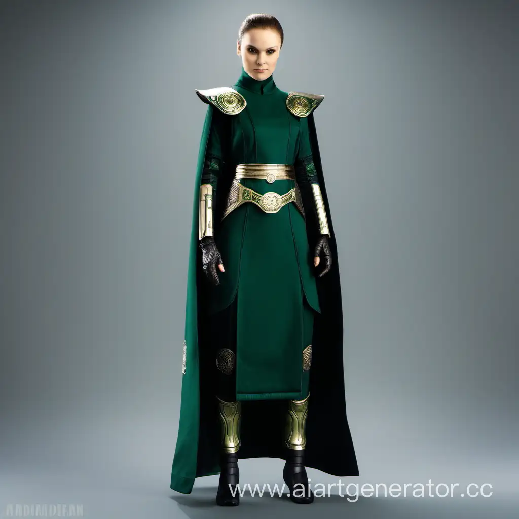 amidala handmaiden dark green battle suit