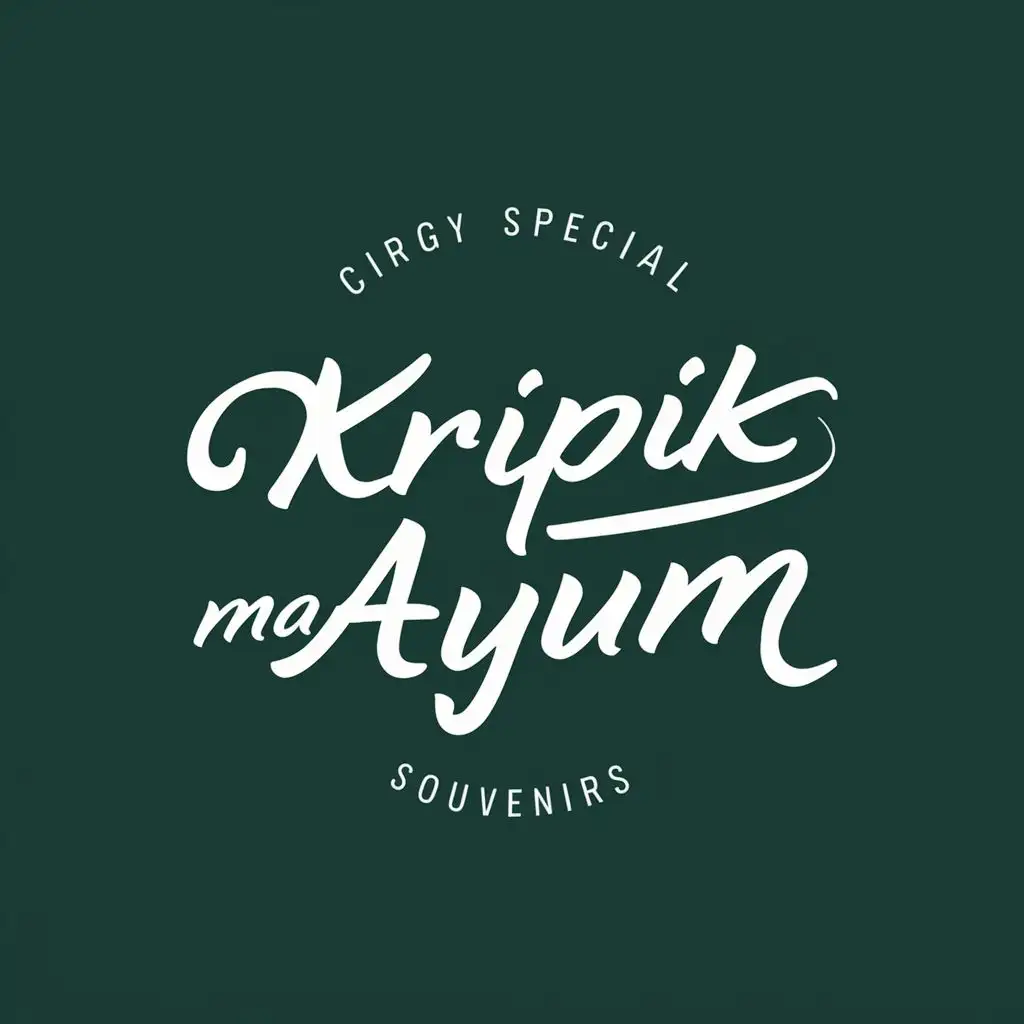 logo, Ciranjang Special Souvenirs, with the text "Kripik Ma Ayum", typography
