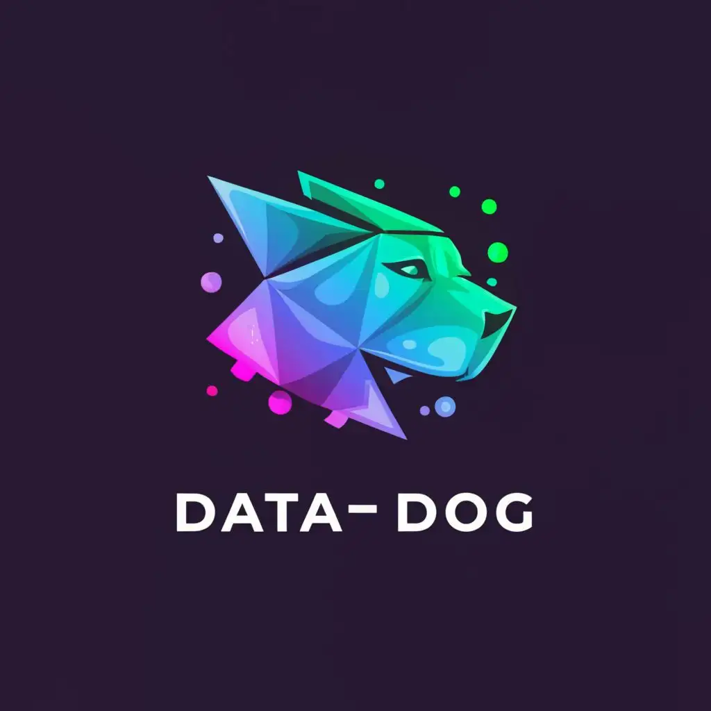a logo design,with the text "data dog", main symbol:sideway dog head with a cube of data in front of its mouth,Moderate,be used in Technology industry,clear background