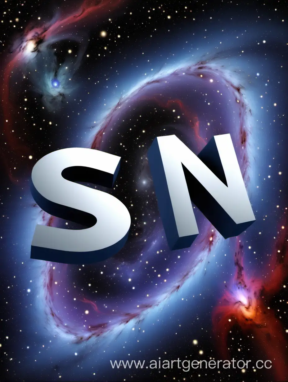 Две буквы SN на космическом 
фоне 