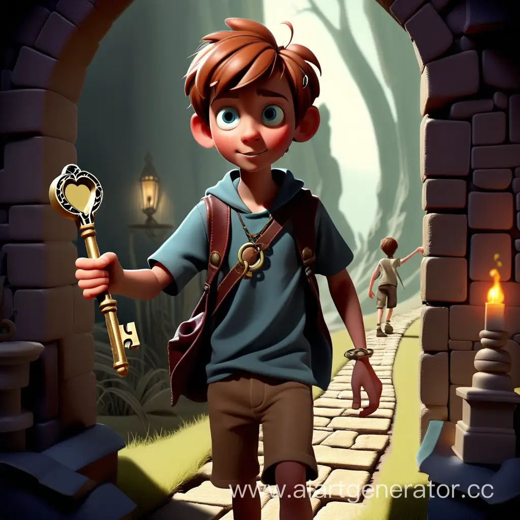 мальчик с волшебным ключом отправляется в путешествие