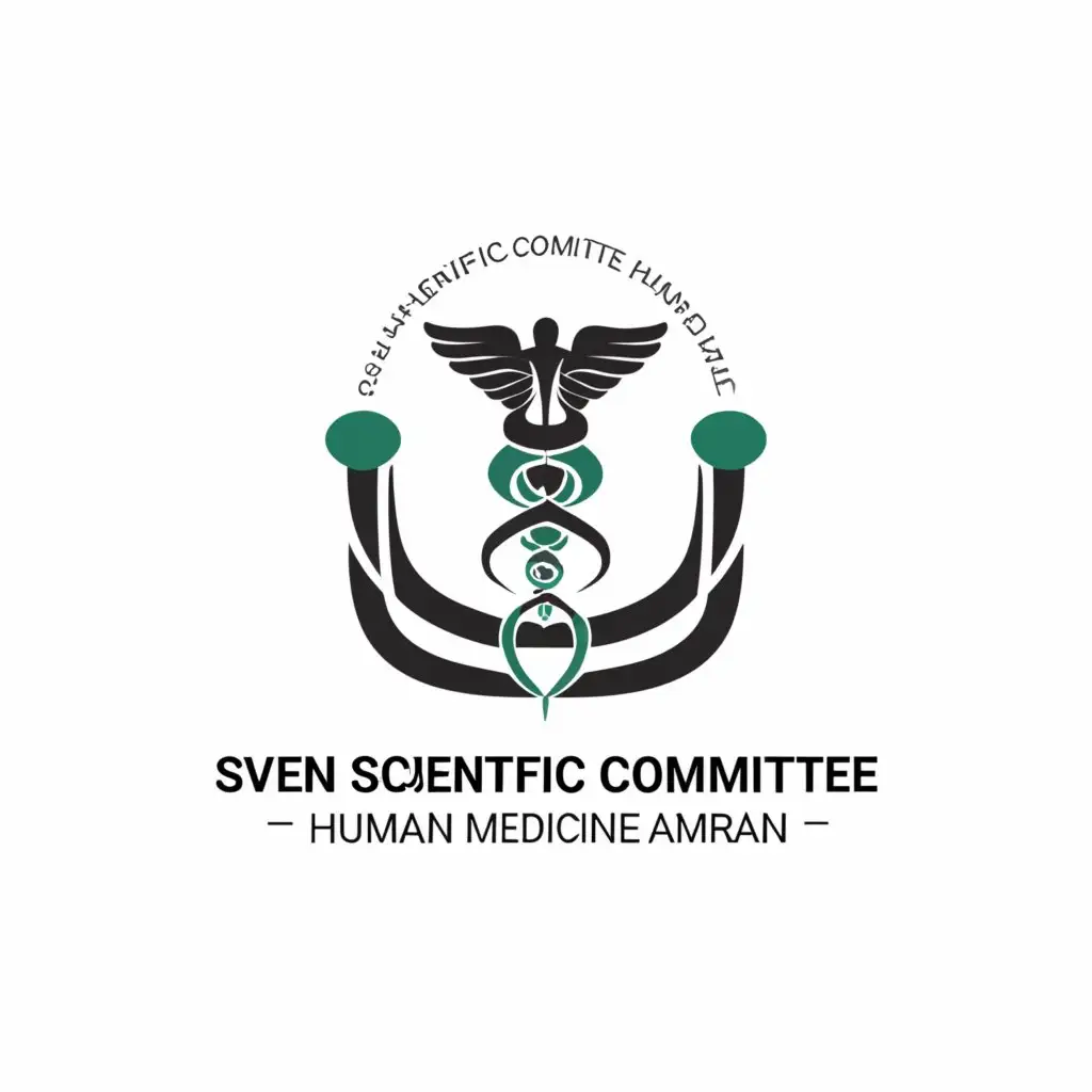 a logo design,with the text "The seventh scientific committee Human Medicine - University of Amran", main symbol:stethoscope,complex,be used in Medical Dental industry,clear background