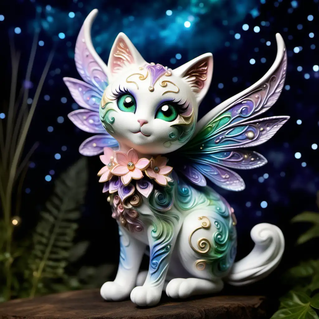 Whiskwing Enchanting Fairy Cat with Moonlit Fur and Iridescent Wings