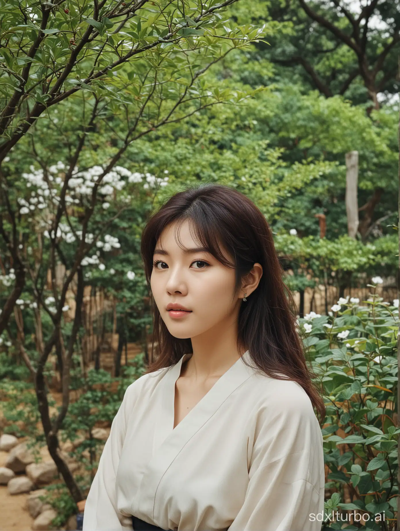 Jun-Hyoseong-Enjoying-Serene-Garden-Ambiance
