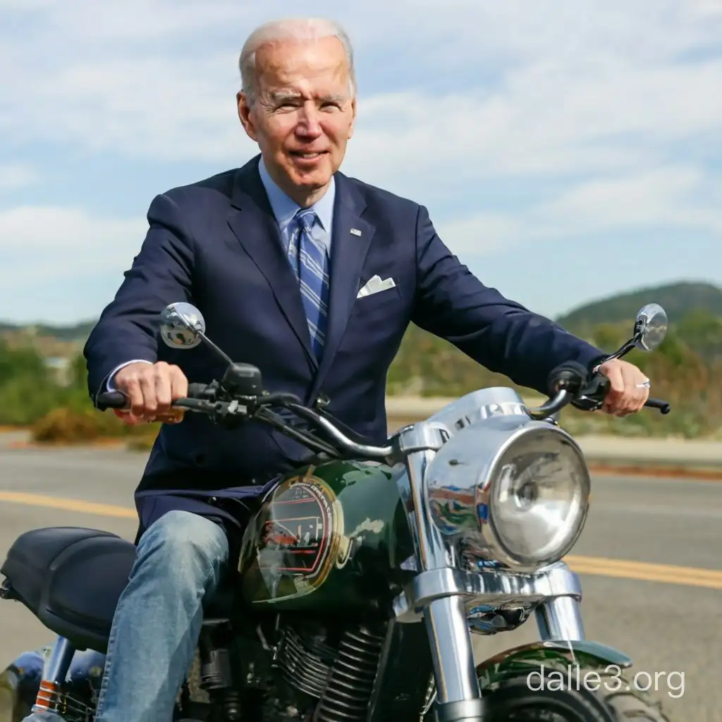 Joe Biden on motorcycle.