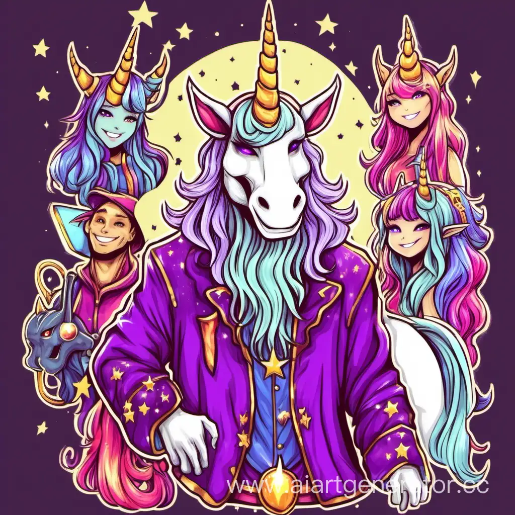 Smiling-HalfDemon-Wizard-Embracing-Fantasy-with-a-Unicorn