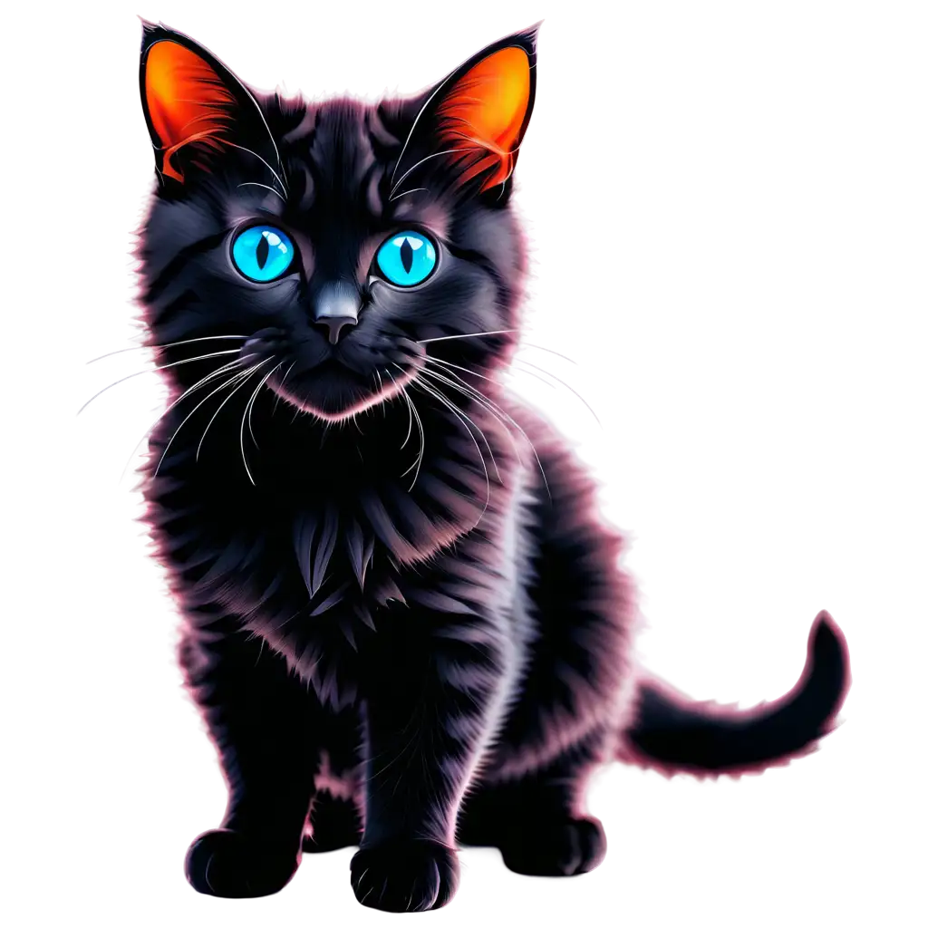 Ultra-Detailed-PNG-Artwork-of-a-Cute-Kitten-with-Hyperdetailed-Eyes-and-TeeShirt-Design-on-Black-Background