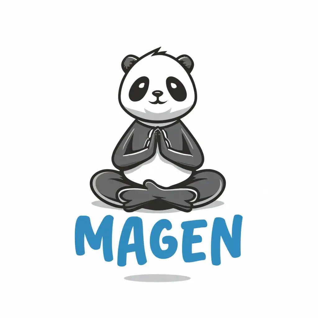 logo, Imagine "DZEN" using panda in meditation poses., with the text "DZEN", typography