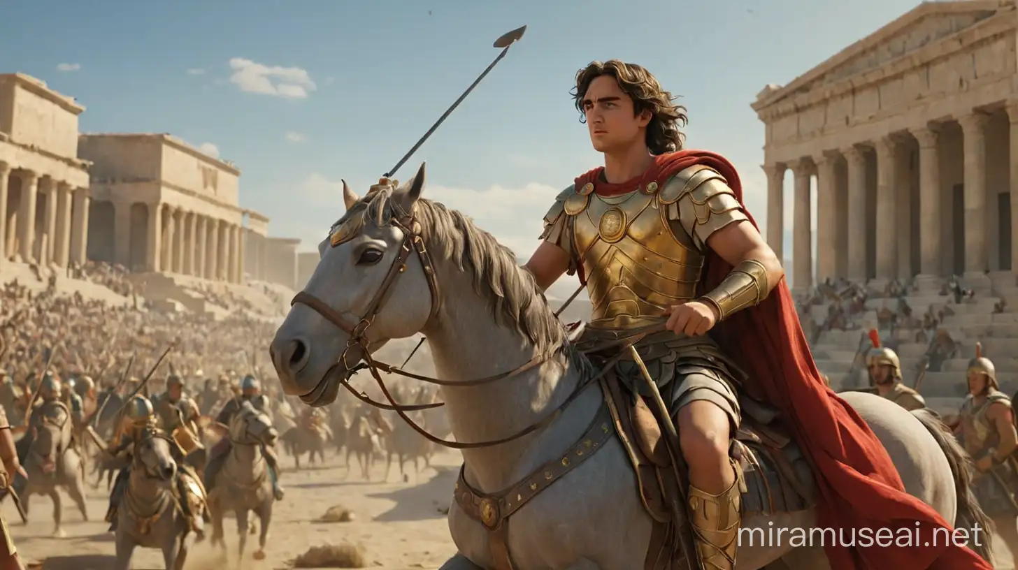 Conqueror Alexander the Great Riding Triumphantly into Battle
