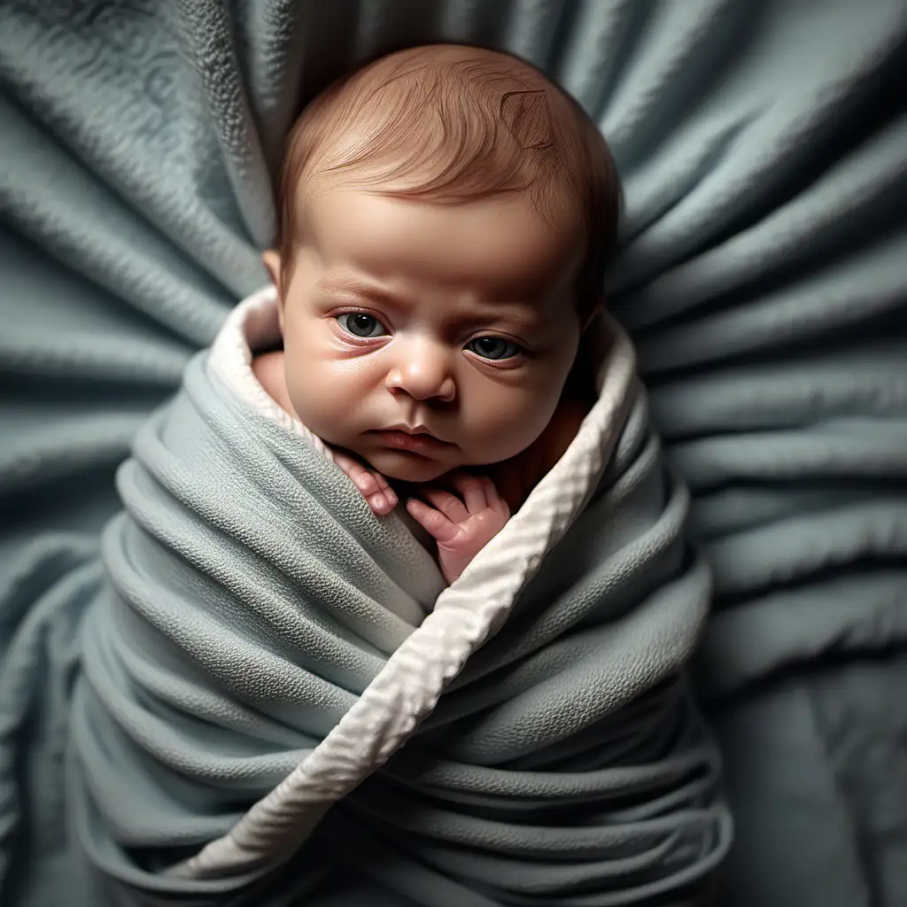 Adorable Newborn Baby Wrapped in a Soft Blanket