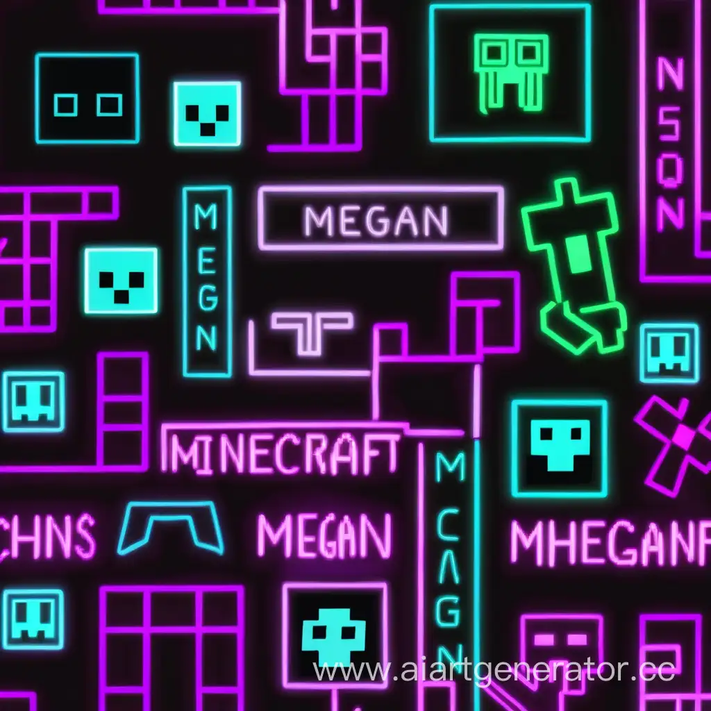 Neon, Minecraft, inscription Megan