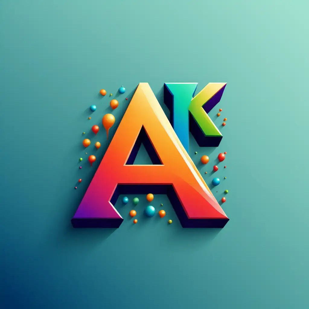 用字母a和k来创作一个公司的logo，充满童趣，饱和度高，高级感。